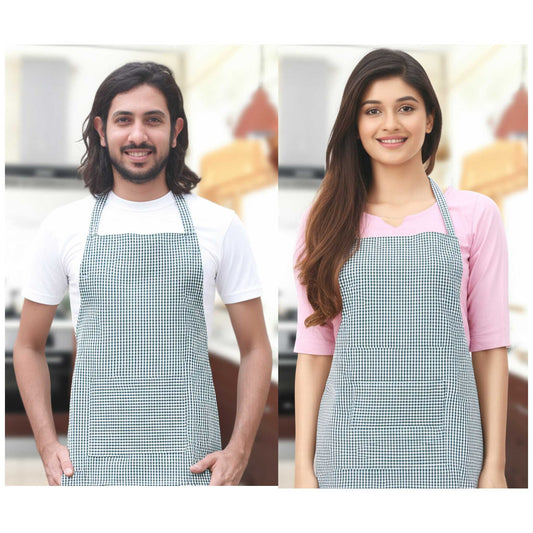 Adults Classic Small Check Cotton Apron with Adjustable Straps
