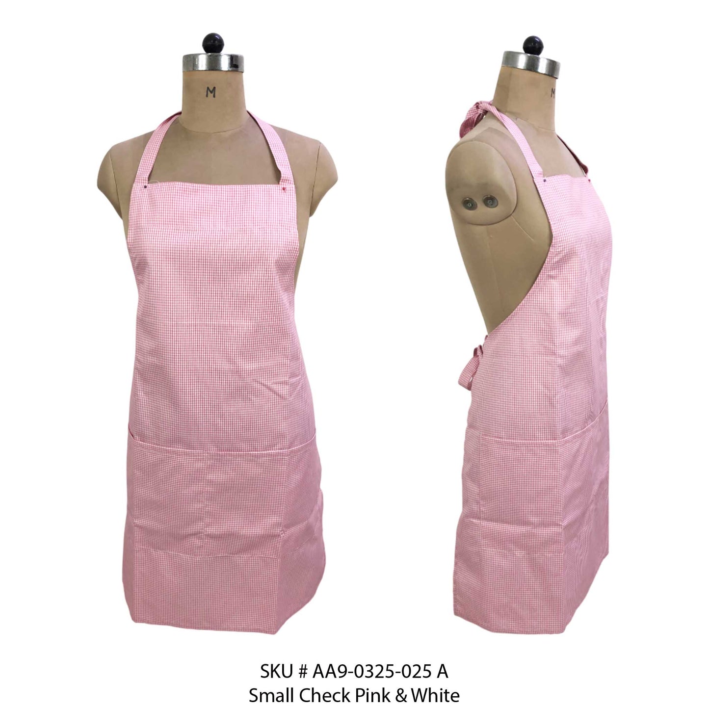 Adults Classic Small Check Cotton Apron with Adjustable Straps
