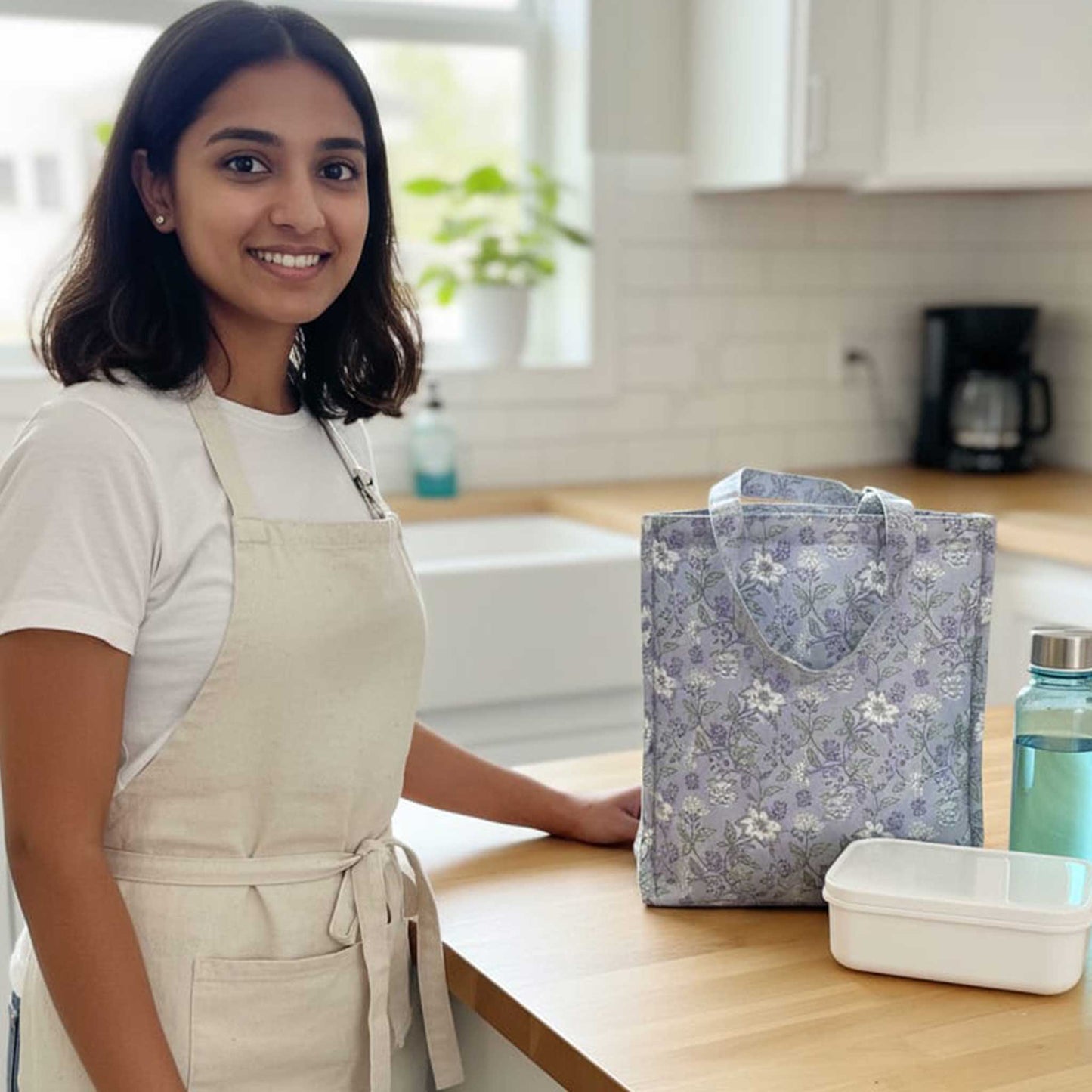 Floral Pattern Insulated Lunch Bag | Hot & Cold Food Tote