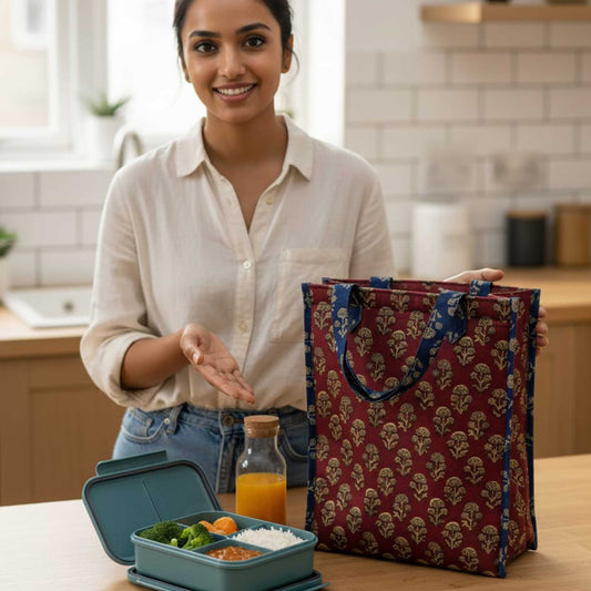 Designer Printed Insulated Lunch Bag | Hot & Cold Food Tote