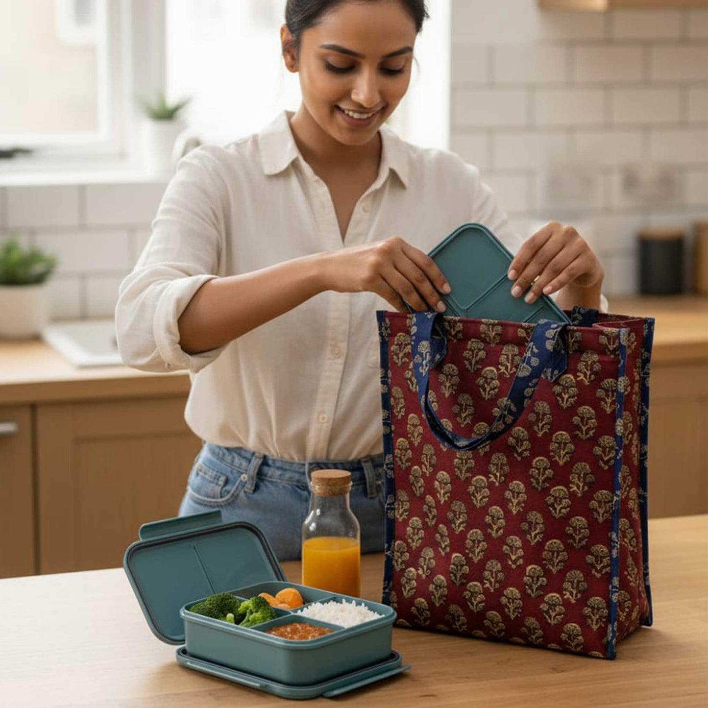 Designer Printed Insulated Lunch Bag | Hot & Cold Food Tote