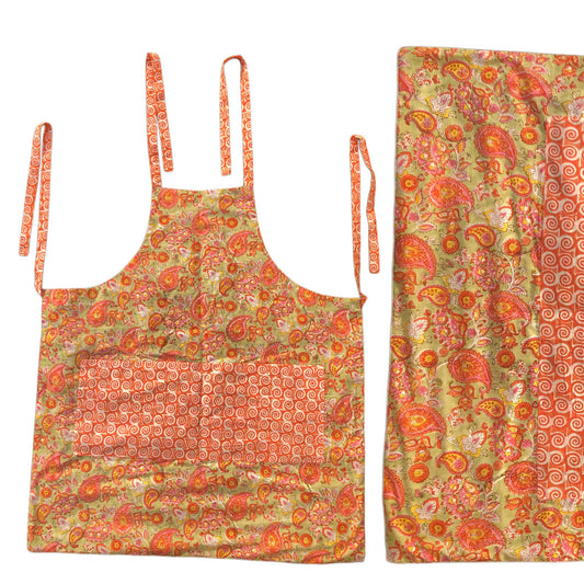 Anokhi I Reversible Floral Hand Block Print Cotton Apron