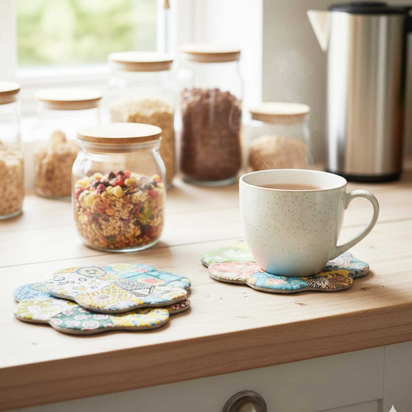 Bloom I Assorted Floral Patchwork Cotton Voile Coasters set of 3