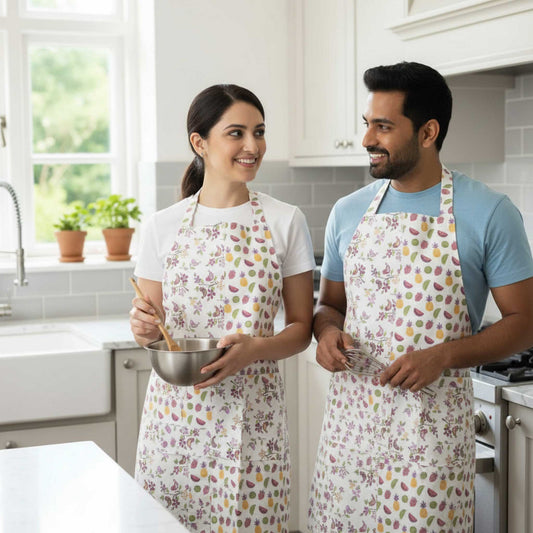 Floral Printed Cotton Apron Set for Cooking set of 2