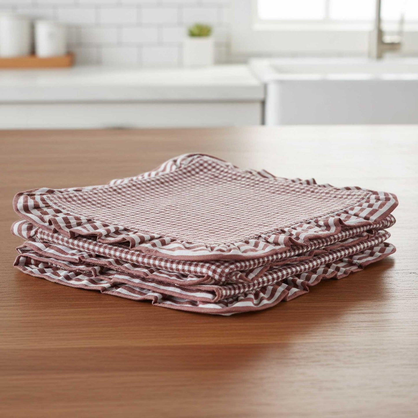 Red Gingham Cotton Table Napkin Set