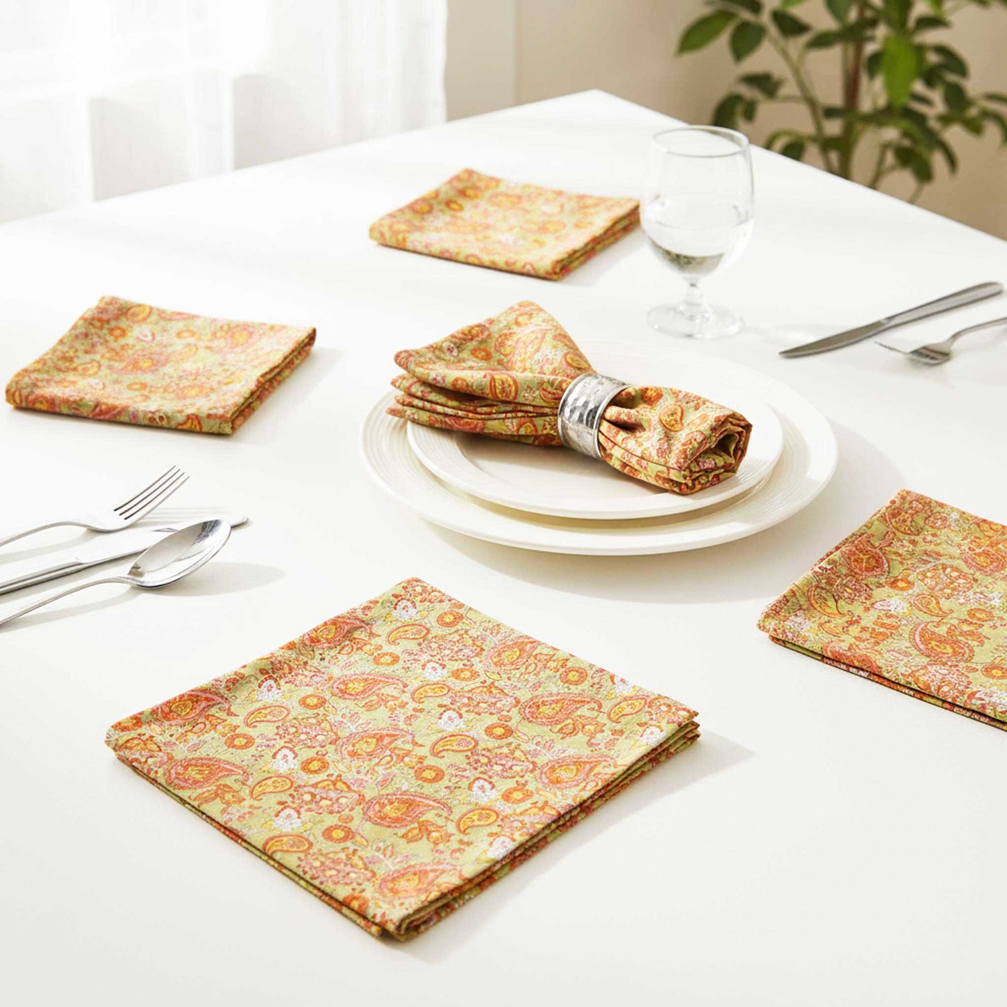 Anokhi I Hand Block Print Cotton Napkin Set