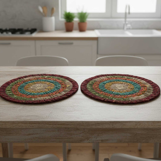 Aira I Eco-Friendly Silk Scrap Round Placemats / Pack of 2
