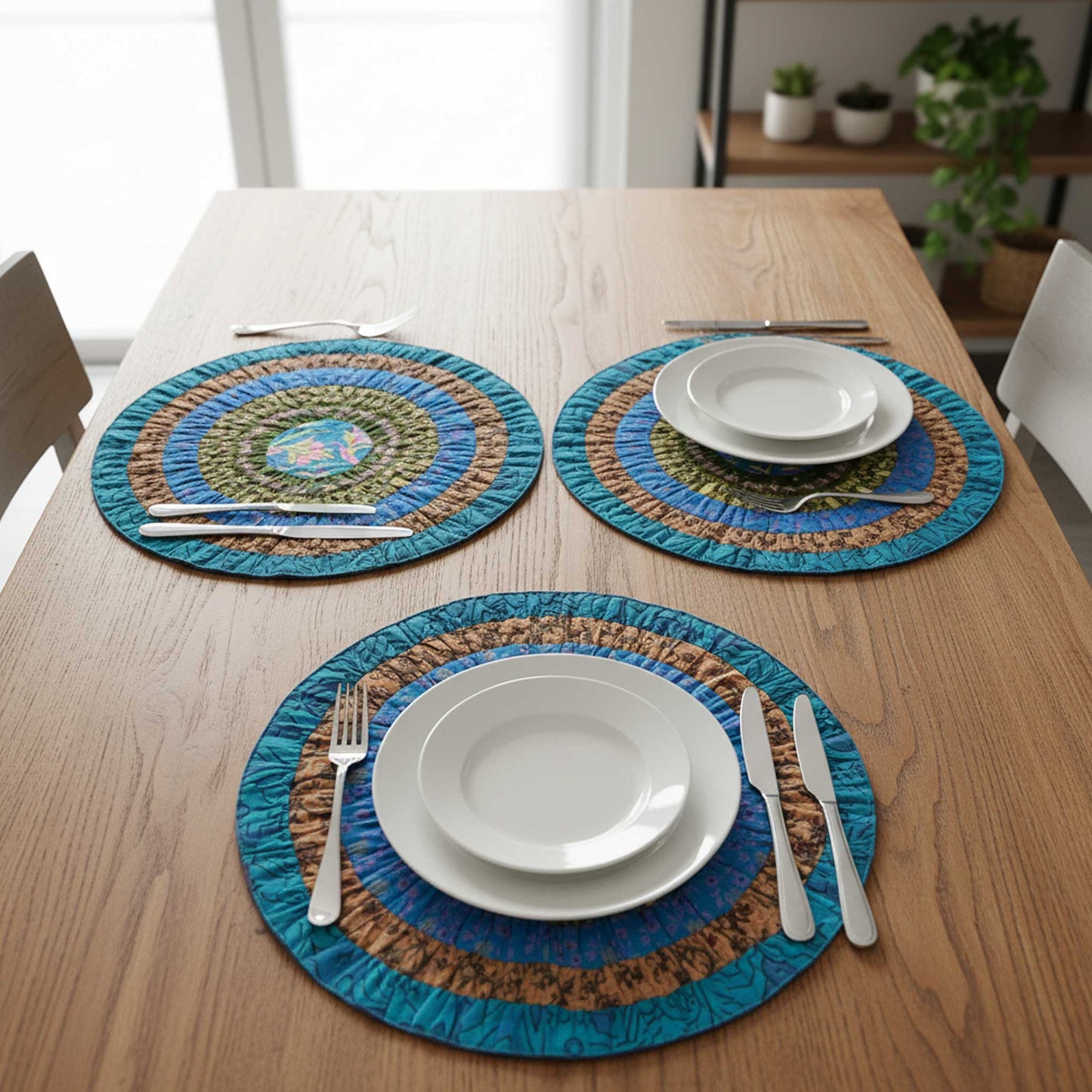 Anaya I Eco-Friendly Silk Scrap Round Placemats / Pack of 2