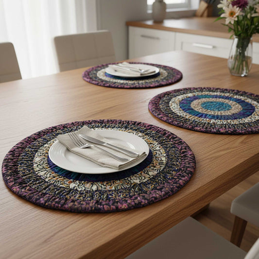 Ira I Eco-Friendly Silk Scrap Round Placemats / Pack of 2