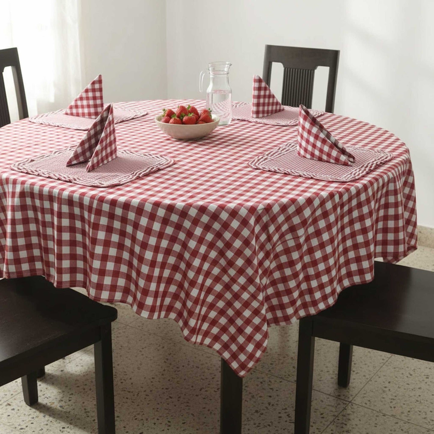 Classic Checkered Square Tablecloth 72" x 72" inches