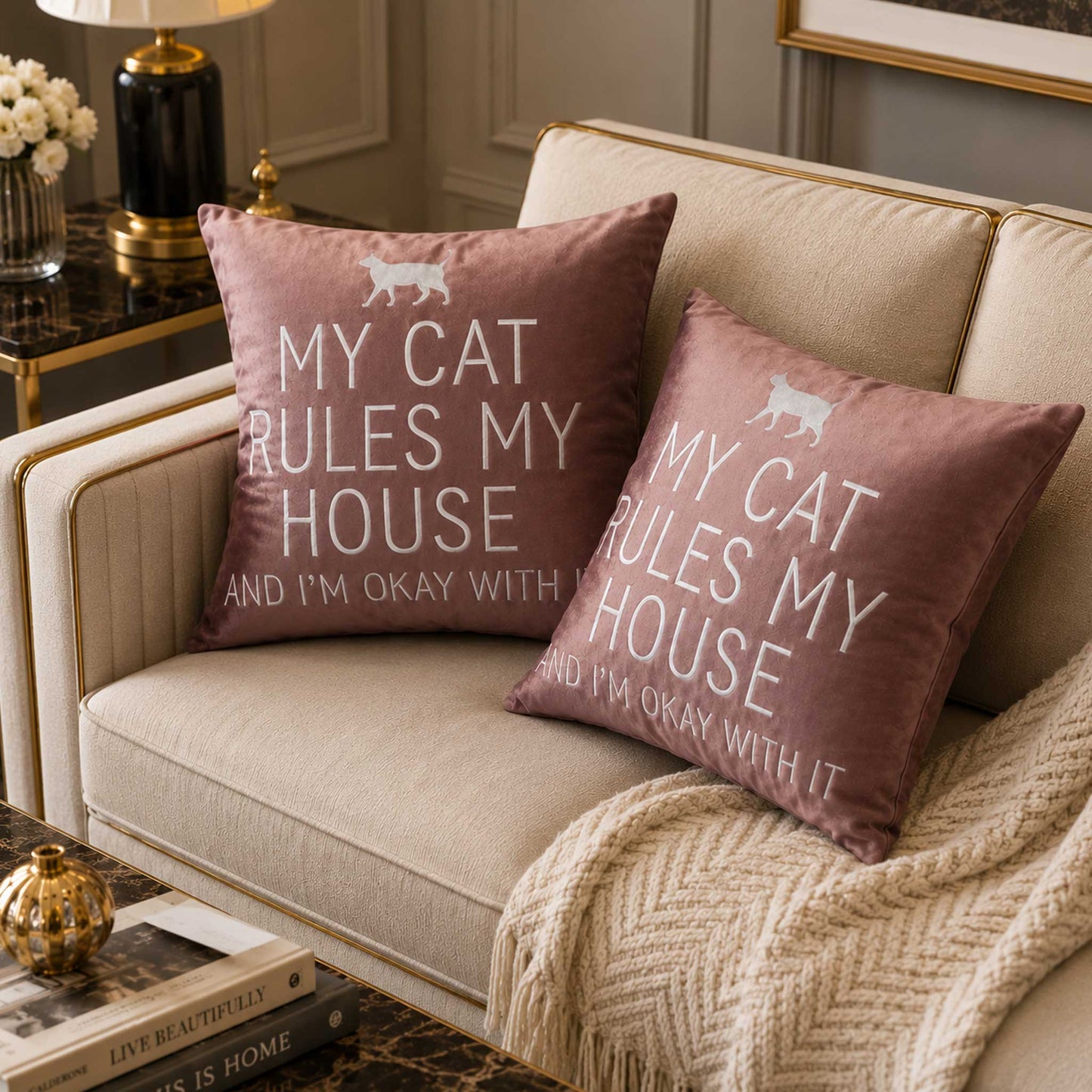 Funny Cat Quote Velvet Cushion