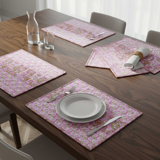 Pink spiral Cotton Reversible Dining Placemats Set of 4
