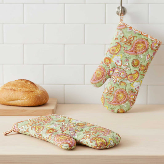 Sage Green Paisley I Printed Padded Oven Mitt