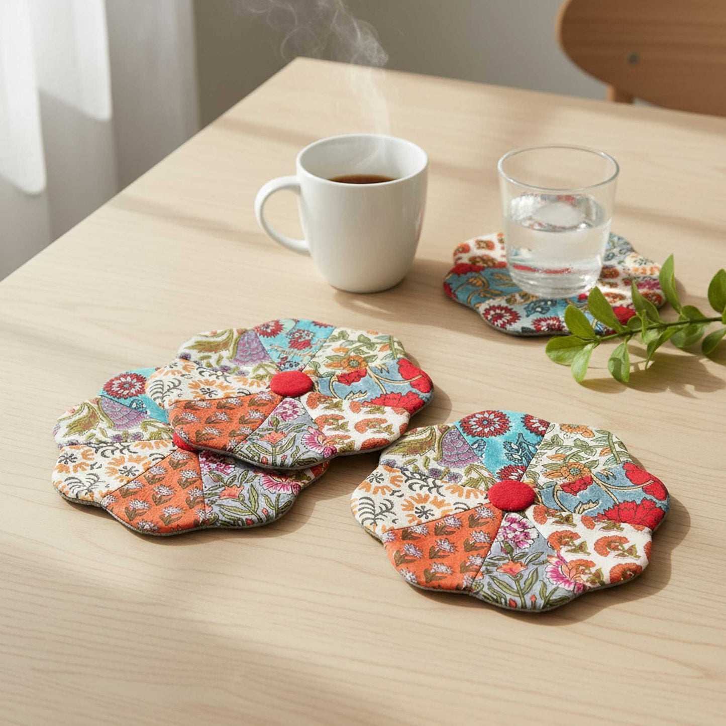 Desi I Assorted Floral Patchwork Cotton Voile Coasters set of 3