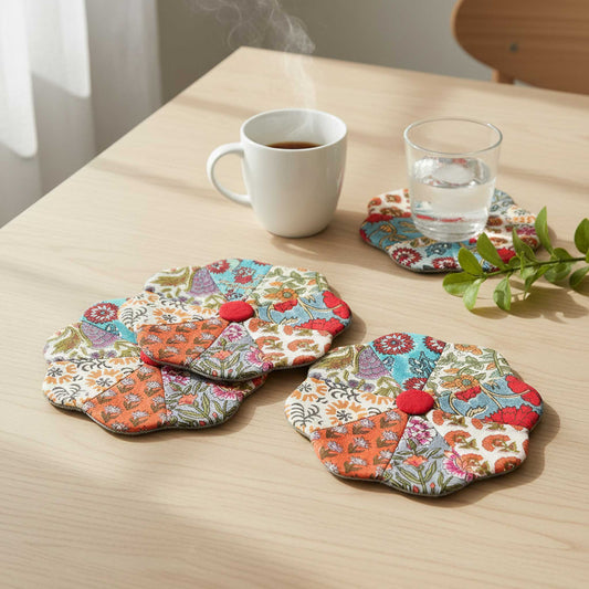 Desi I Assorted Floral Patchwork Cotton Voile Coasters set of 3