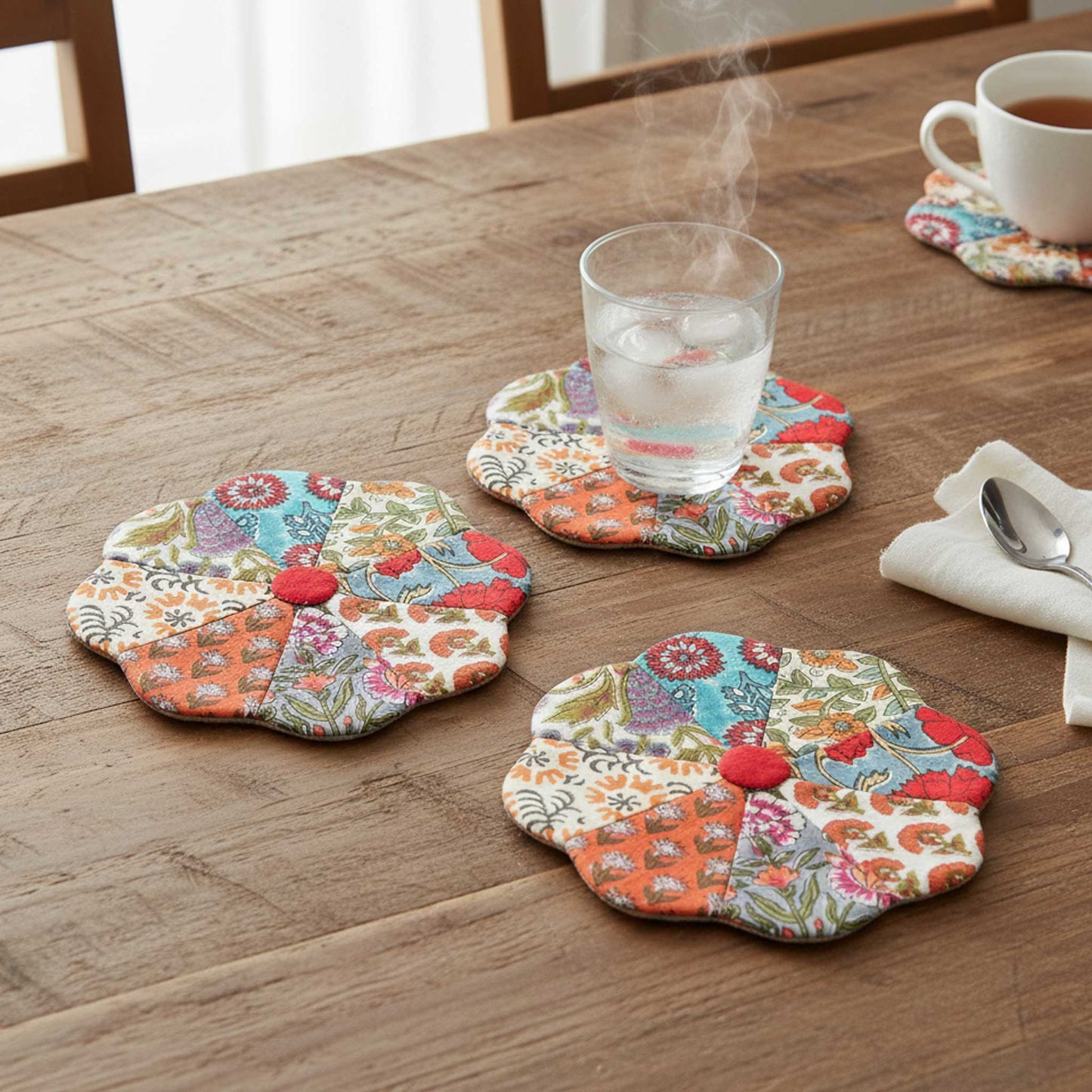 Desi I Assorted Floral Patchwork Cotton Voile Coasters set of 3