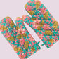 Turquoise-Pink FloraI I Printed Padded Oven Mitt