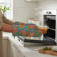 Turquoise-Pink FloraI I Printed Padded Oven Mitt
