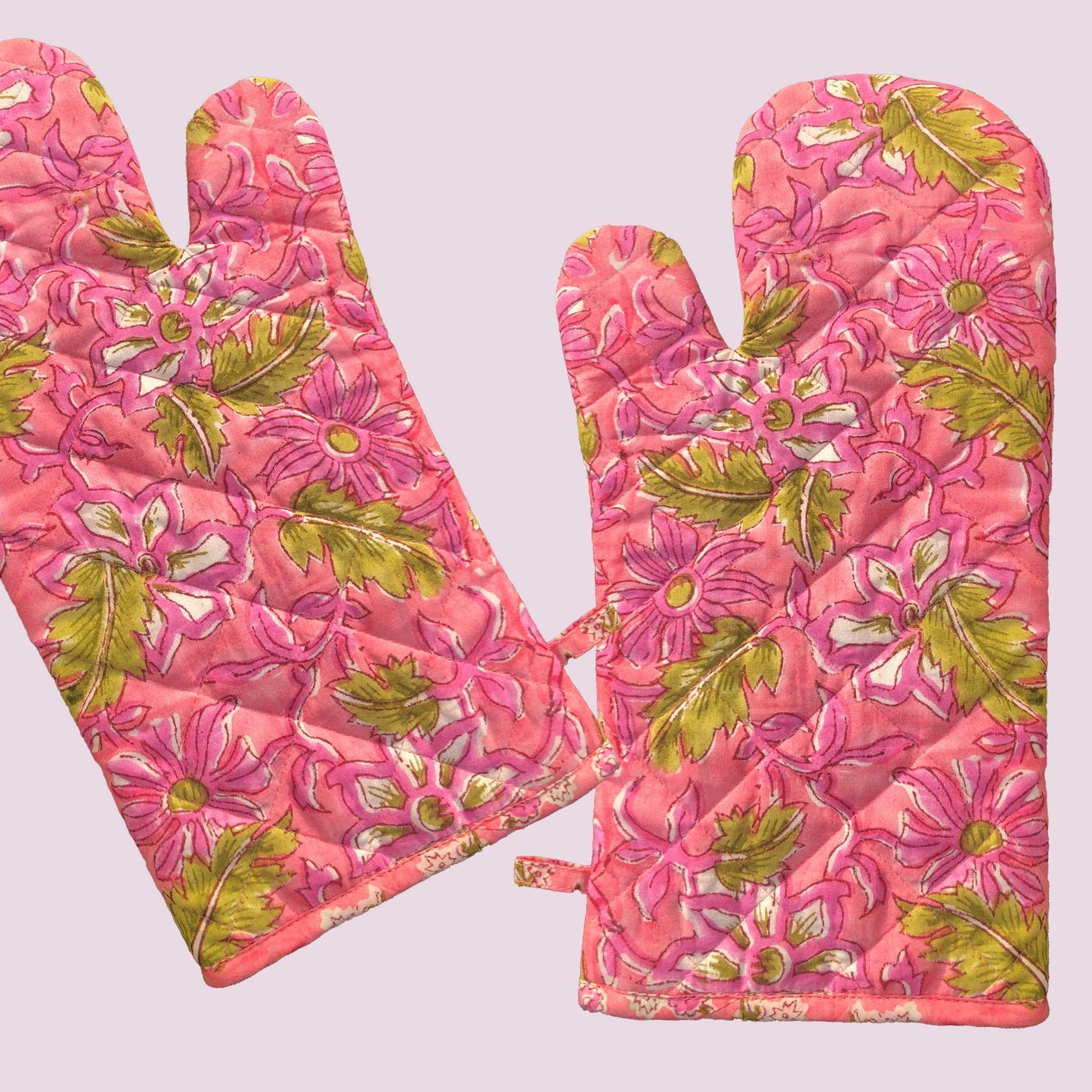 Rose Pink Floral I Printed Padded Oven Mitt