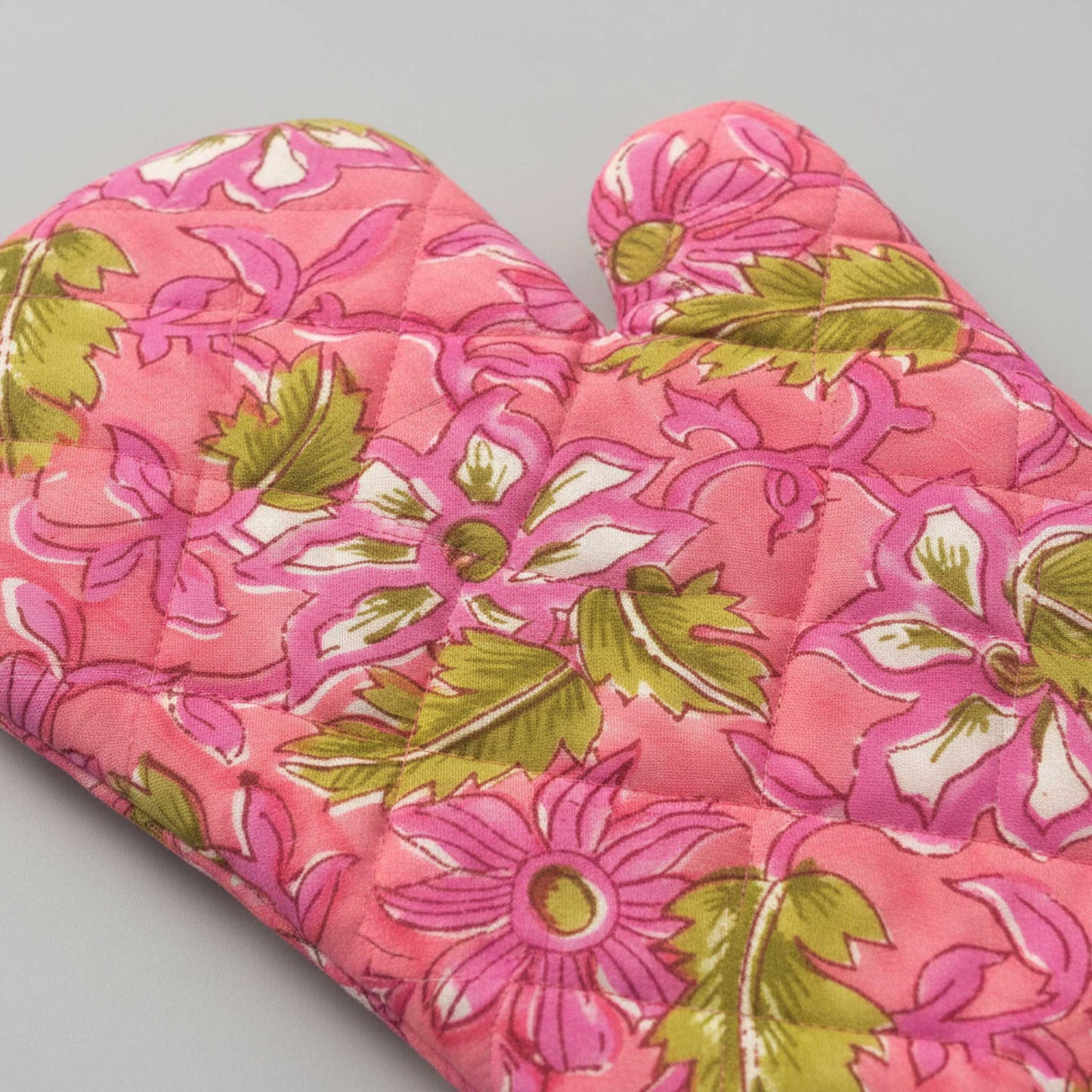 Rose Pink Floral I Printed Padded Oven Mitt