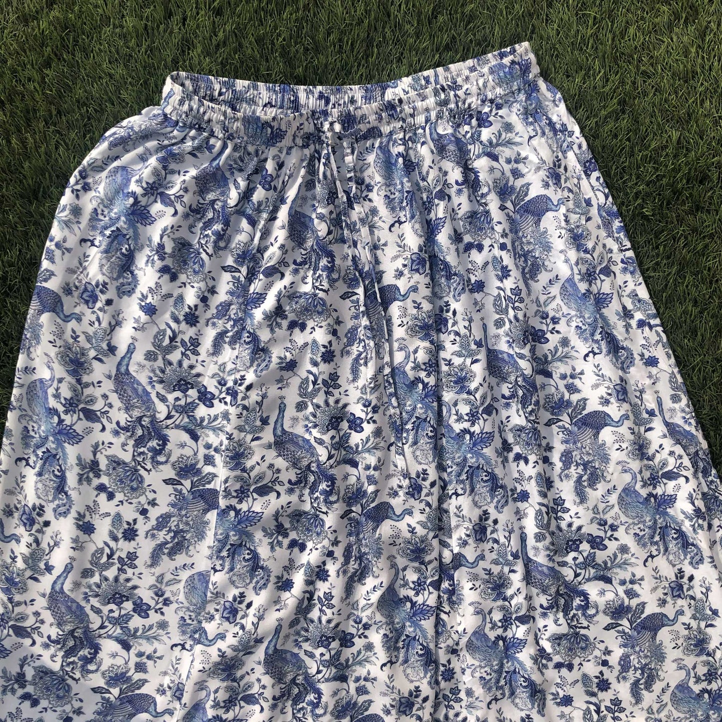 Neelam I Blue Floral Bird Skirt