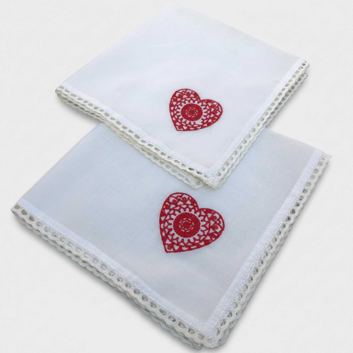 Cotton Mulmul Lip Block Print & Heart Handkerchief I Set (4 Pcs)