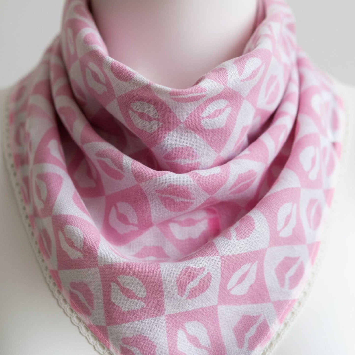 Pink Lips Block Print I Cotton Mulmul Scarf Set of 2
