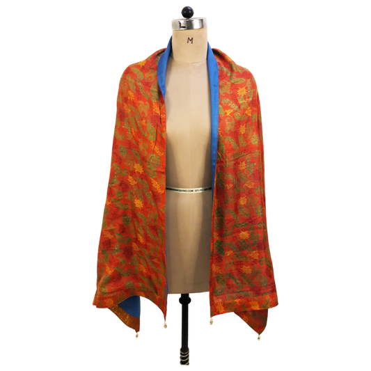 Ishani Reversible Sari Scarf – Handcrafted, Unique & Ethically Made from Upcycled Silks