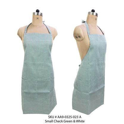 Adults Classic Small Check Cotton Apron with Adjustable Straps