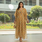 Boho Floral Kaftan Dress |  Earthy Tones, 55" Length Cotton Silk