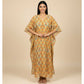 Boho Floral Kaftan Dress |  Earthy Tones, 55" Length Cotton Silk