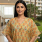 Boho Floral Kaftan Dress |  Earthy Tones, 55" Length Cotton Silk