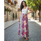Vibrant Ikat Print Skirt , 41” | Satin Polyester