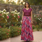 Elegant Floral Satin  Skirt, Rose & Plum  41” | Satin Polyester