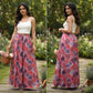 Elegant Floral Satin  Skirt, Rose & Plum  41” | Satin Polyester