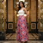 Elegant Floral Satin  Skirt, Rose & Plum  41” | Satin Polyester