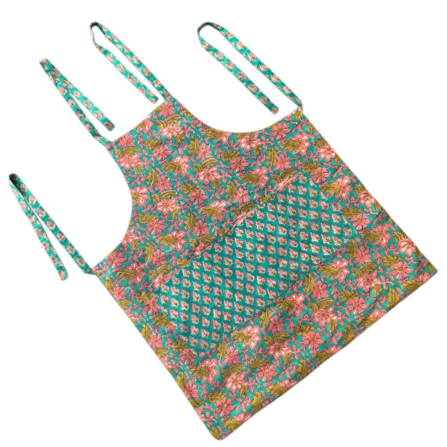 Rivya I Reversible Floral Hand Block Print Cotton Apron
