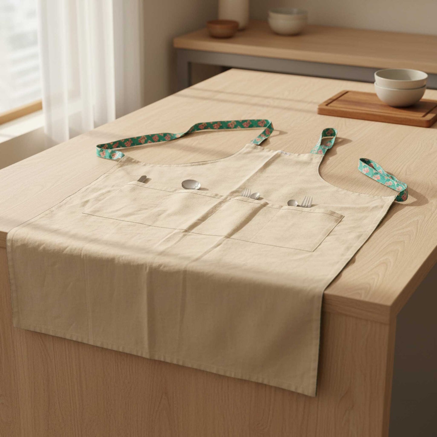 Rivya I Reversible Floral Hand Block Print Cotton Apron