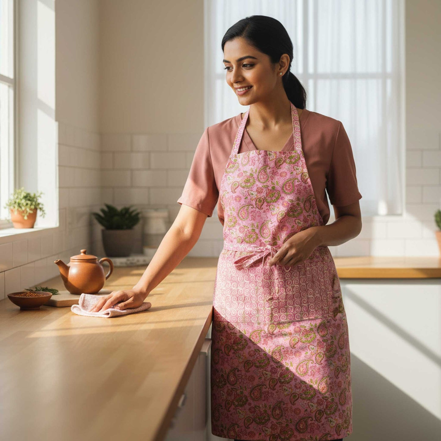 Prakriti I Reversible Floral Hand Block Print Cotton Apron