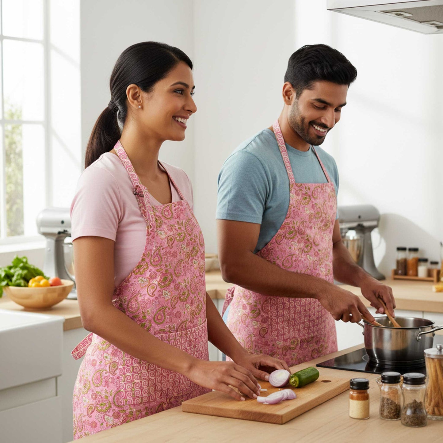 Prakriti I Reversible Floral Hand Block Print Cotton Apron