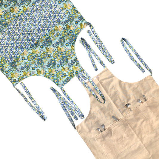 Karigari I Reversible Floral Hand Block Print Cotton Apron