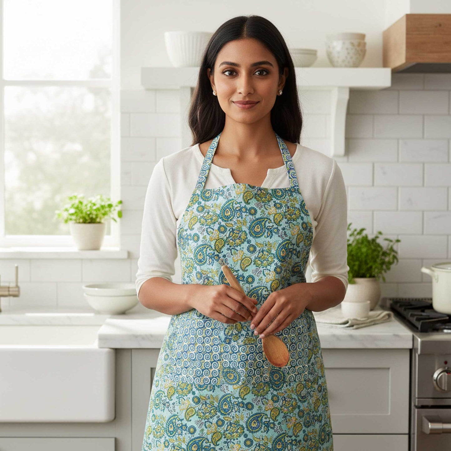 Karigari I Reversible Floral Hand Block Print Cotton Apron