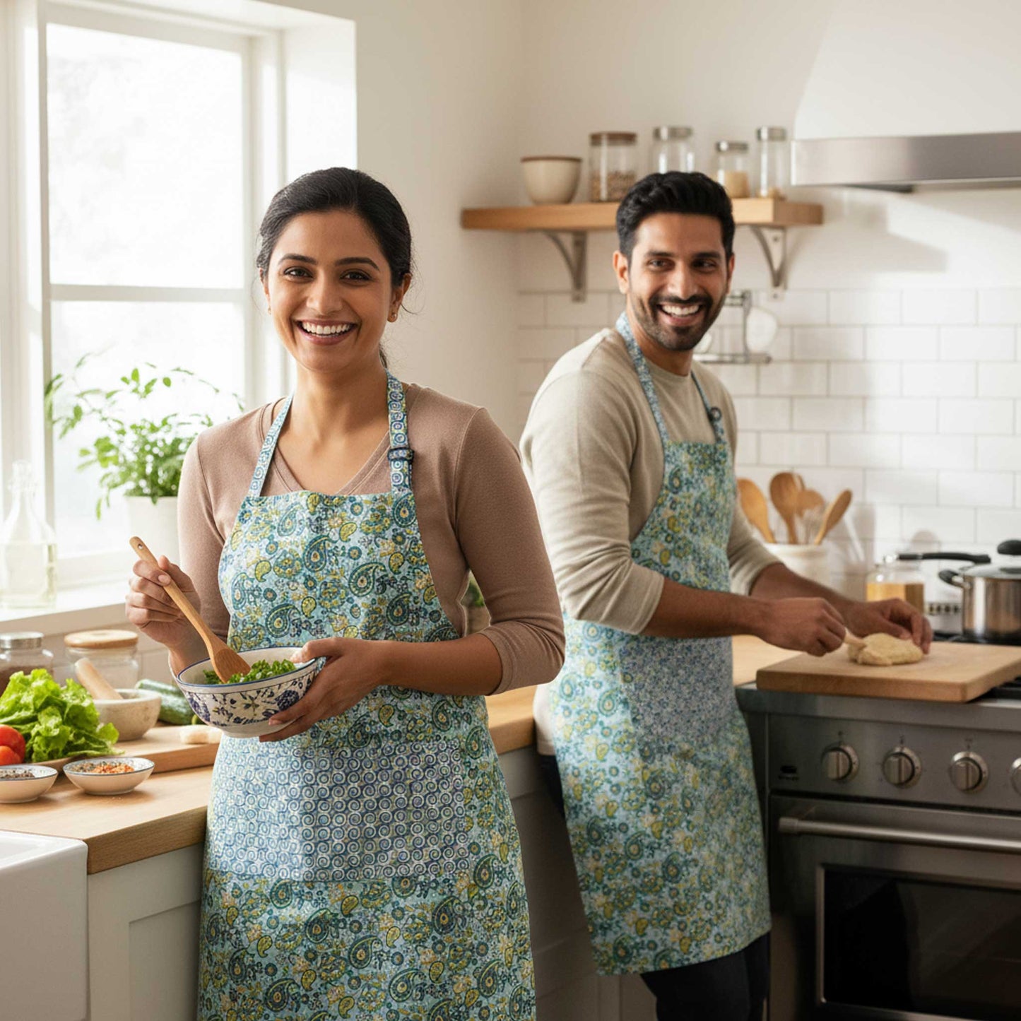 Karigari I Reversible Floral Hand Block Print Cotton Apron