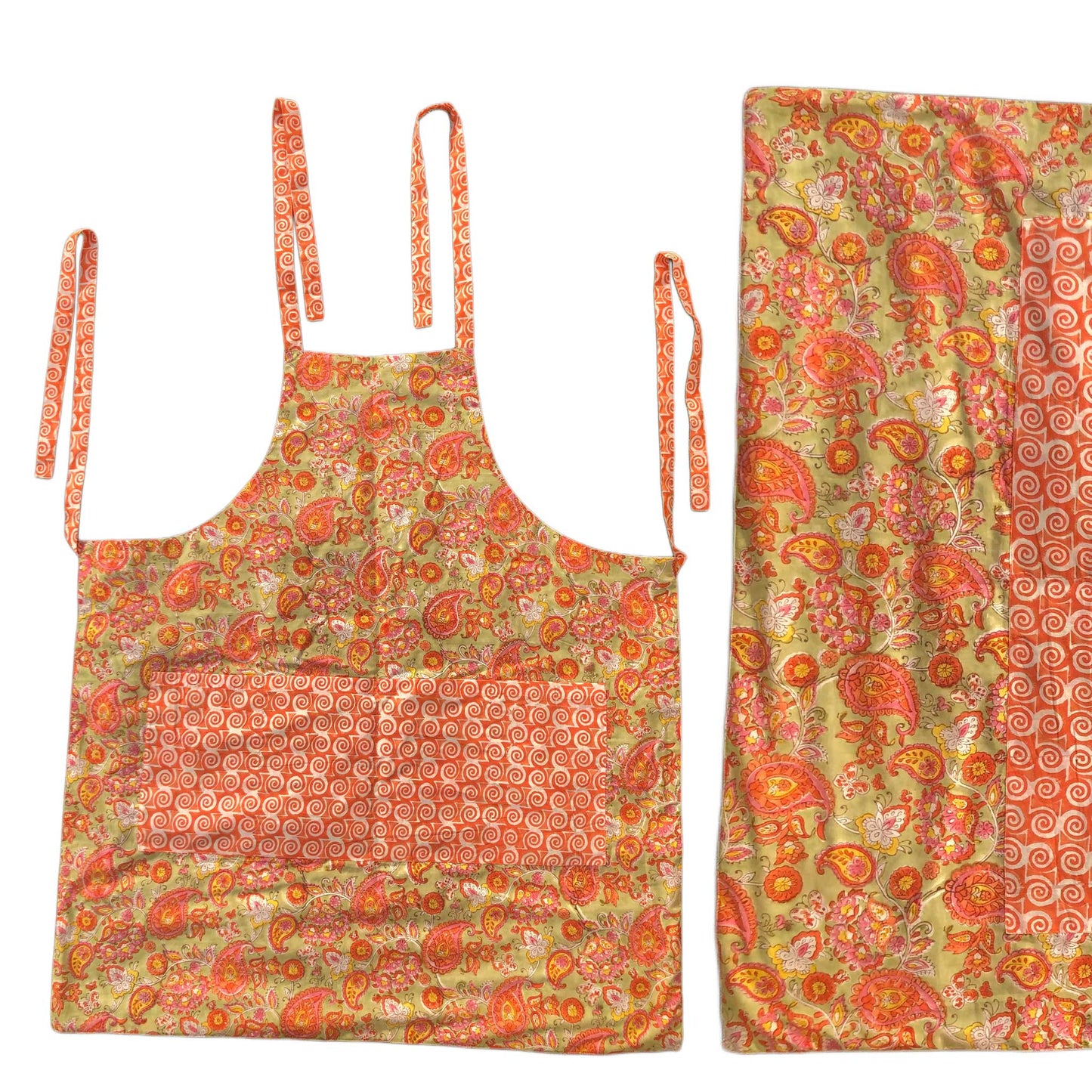 Anokhi I Reversible Floral Hand Block Print Cotton Apron