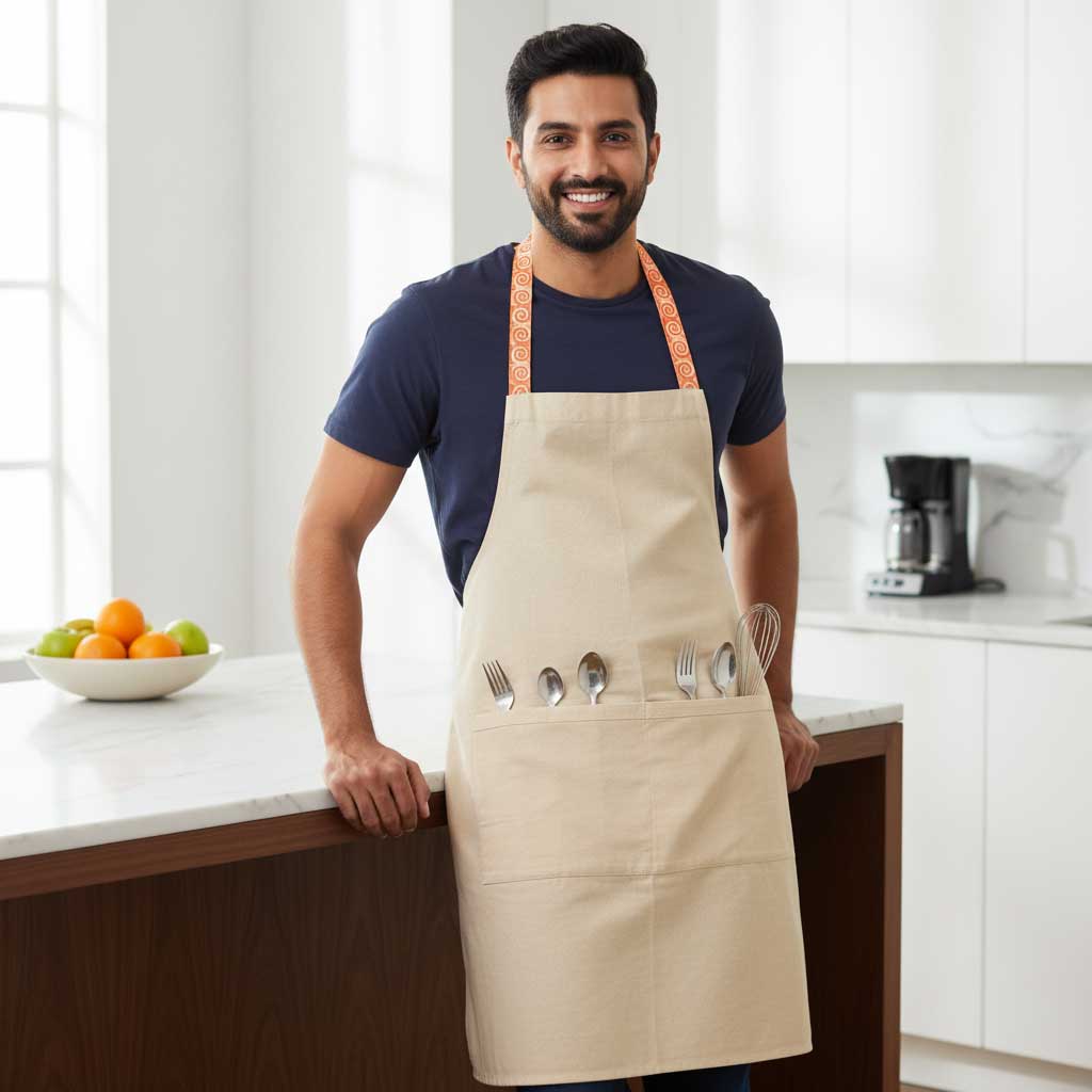 Anokhi I Reversible Floral Hand Block Print Cotton Apron