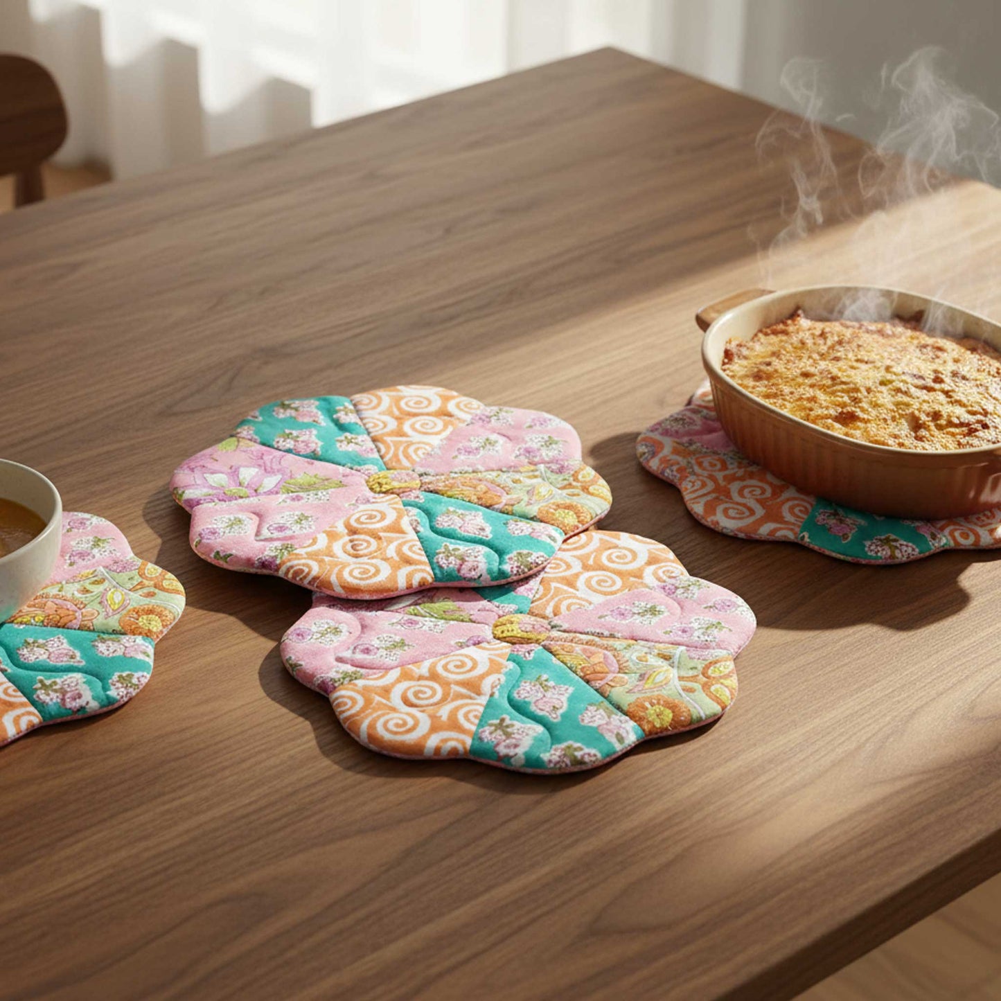 FloraWave I Assorted Floral Patchwork Cotton Voile Coasters set of 3