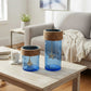 Blue Bubble Glass Lantern set of 2 ( Large & Small )