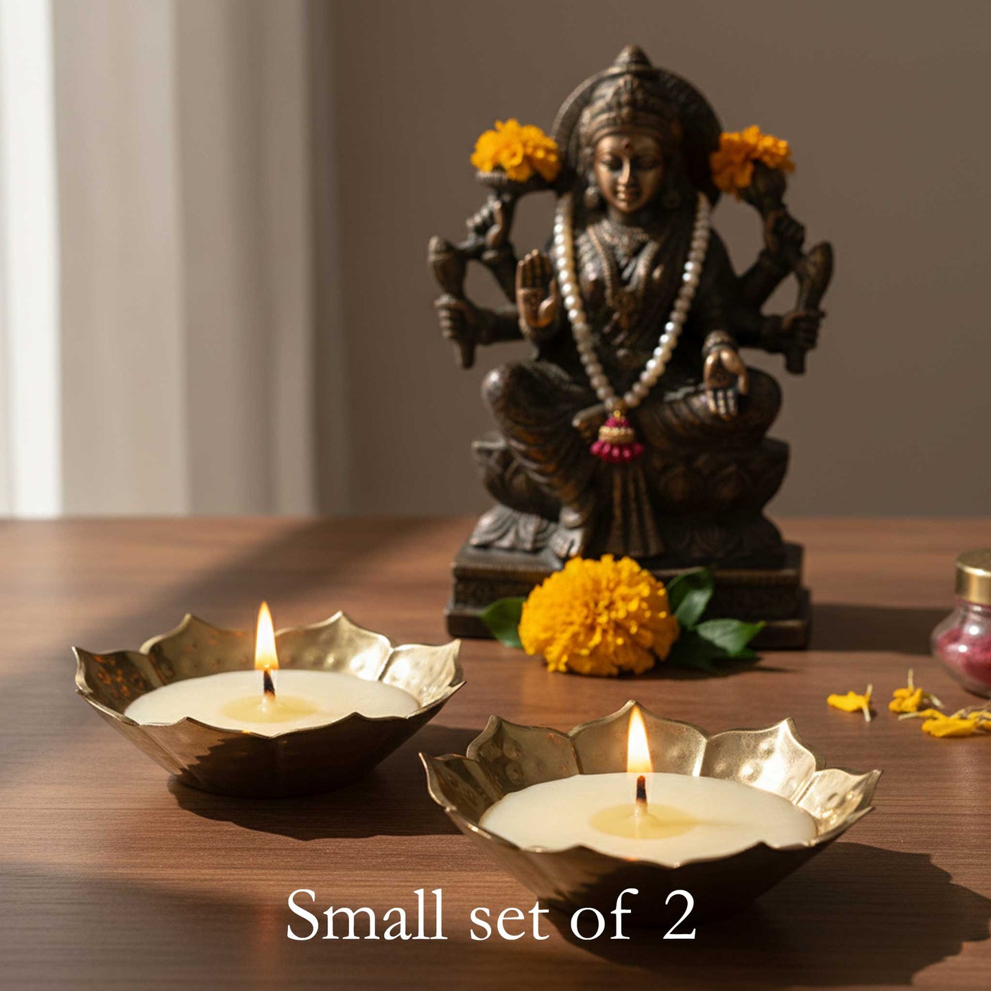 Hammered Golden Lotus Urli Set