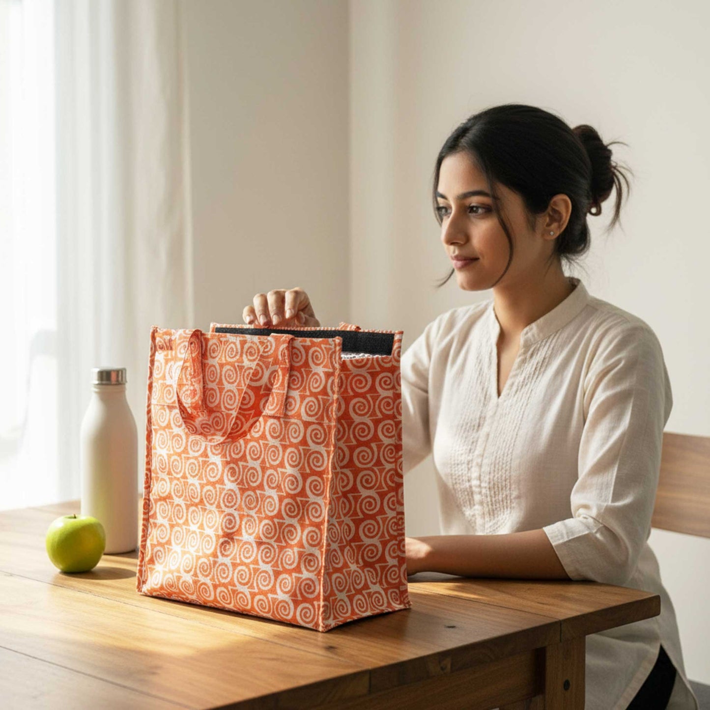 Orange spiral Insulated Lunch Bag | Hot & Cold Food