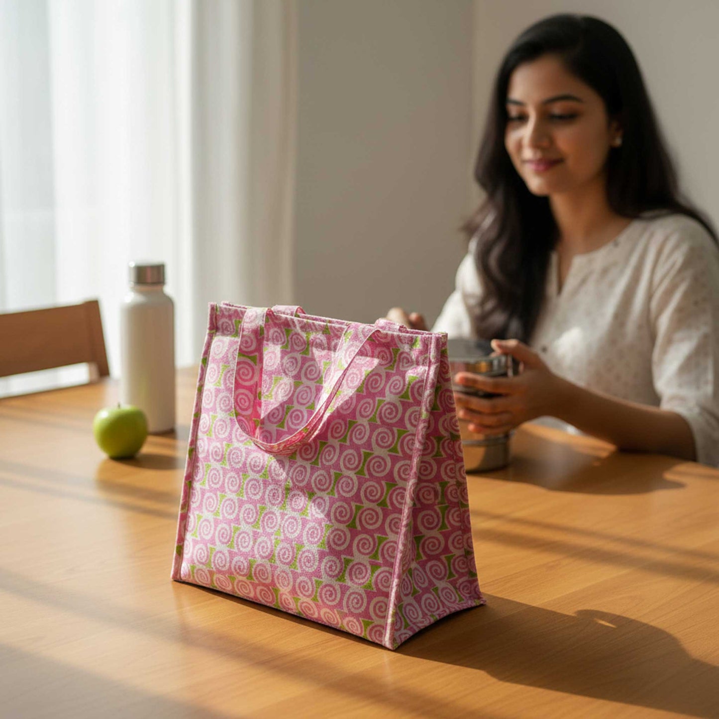 Pink spiral Insulated Lunch Bag | Hot & Cold Food